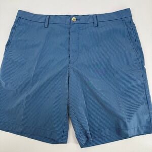 Southern Tide Mens Blue White Striped Seersucker Shorts Size 38 Skipjack Logo